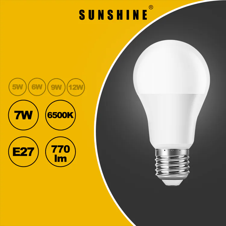 Sunshine 阳光照明 LED 灯胆 A60球胆 7W E27大螺头 白光6500K／黃光3000K LGT-7E27D-2/LGT-7E27W-2