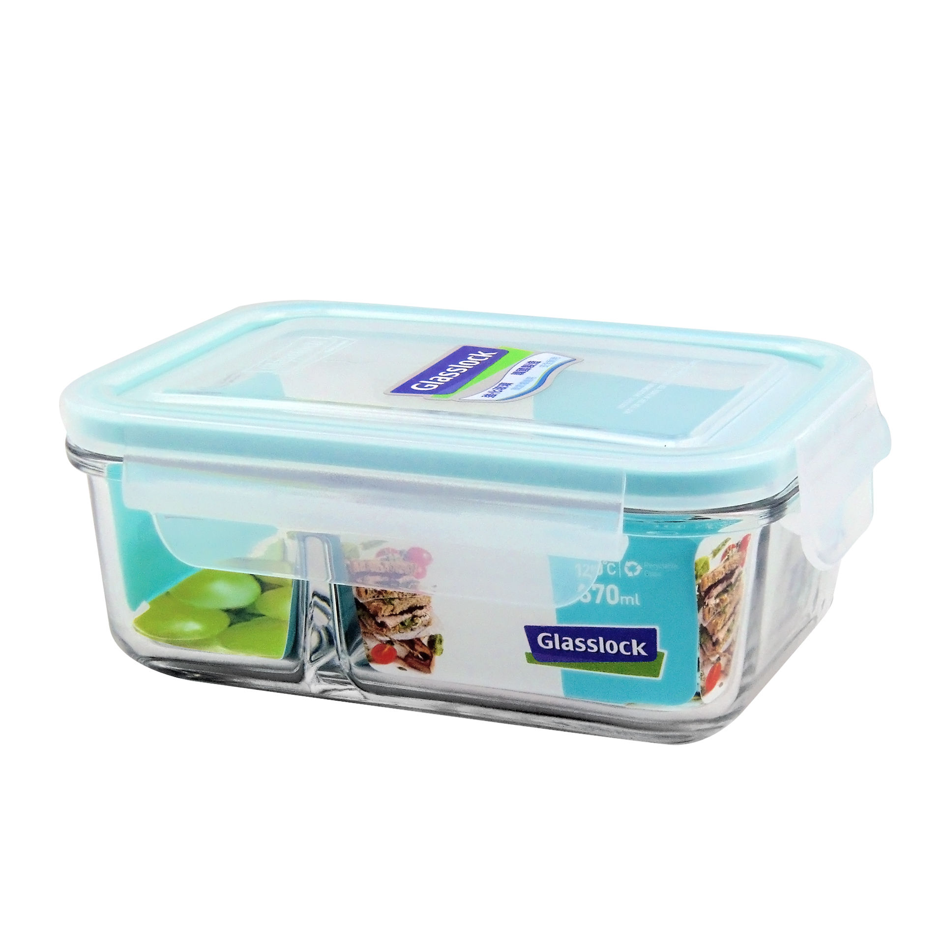 Glasslock 韓國長形分隔玻璃食物盒 670ml (MCRK-067)