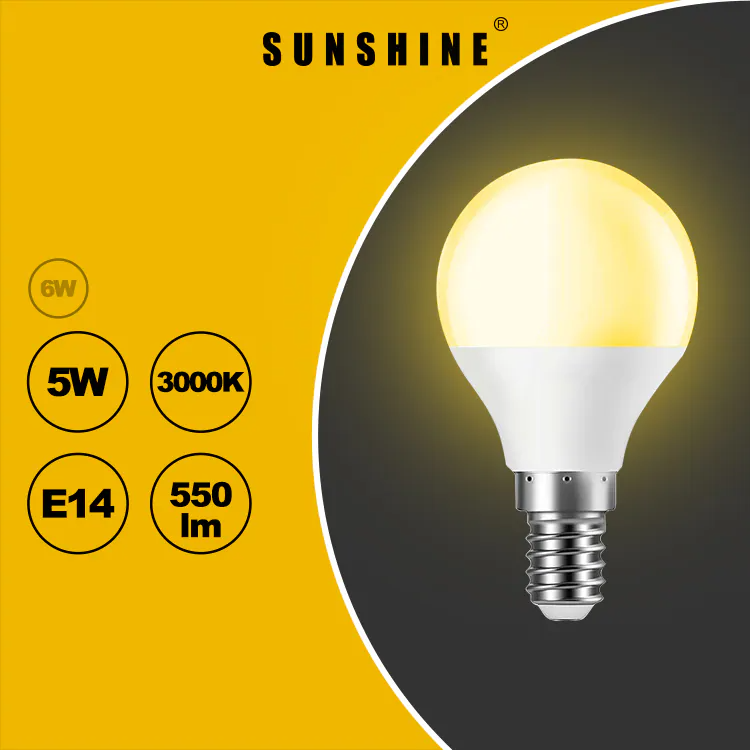 Sunshine 陽光照明 LED 燈膽 G45球膽 5W E14細螺頭 白光6500K／黃光3000K LGT-5E14D/LGT-5E14W