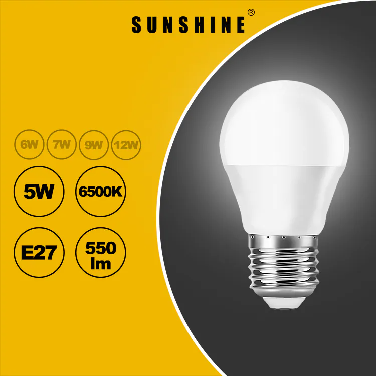 Sunshine 阳光照明 LED 灯胆 G45球胆 5W E27大螺头 白光6500K／黃光3000K LGT-5E27D/LGT-5E27W