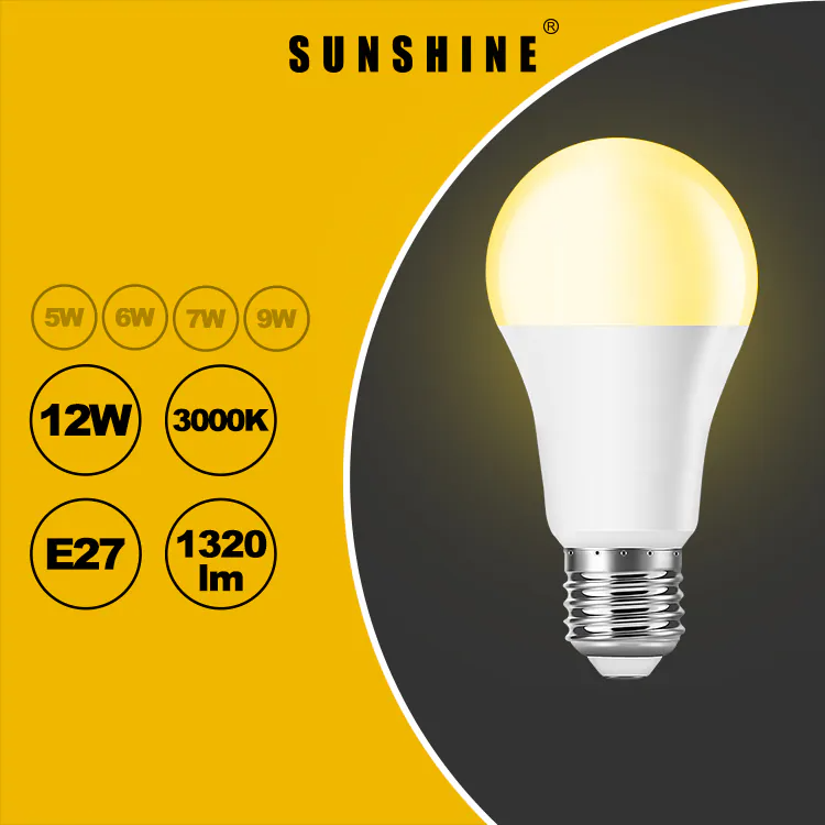 Sunshine 陽光照明 LED 燈膽 A60球膽 12W E27大螺頭 白光6500K／黃光3000K LGT-12E27D/LGT-12E27W