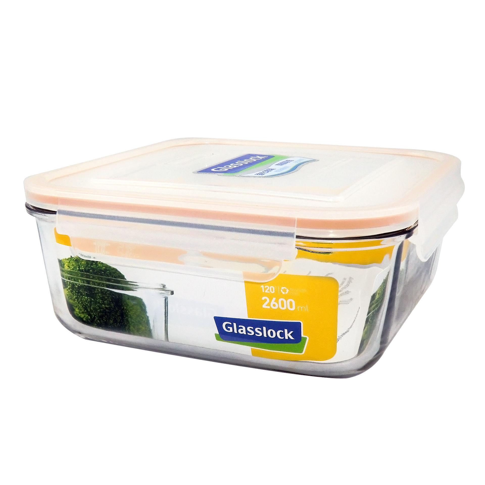 Glasslock 韓國方形玻璃食物盒 2600ml (RP-535N)