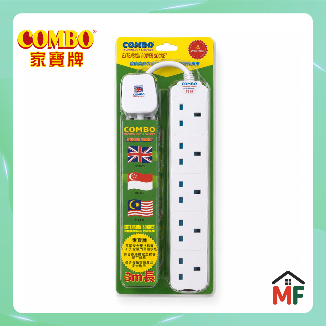 COMBO TS15 5-Gang Power Strip Without Switch