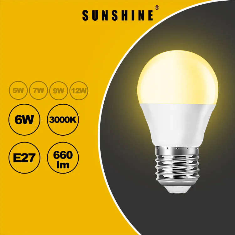 Sunshine 陽光照明 LED 燈膽 A50球膽 6W E27大螺頭 白光6500K／黃光3000K LGT-6E27D/LGT-6E27W