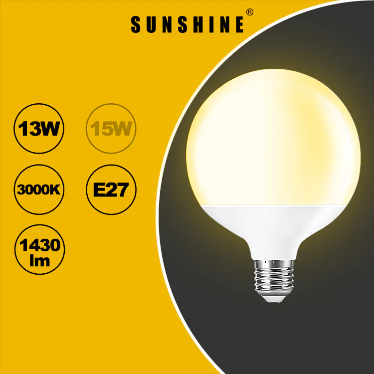 Sunshine 陽光照明 LED 燈膽 G95大球型膽 13W E27大螺頭 白光6500K／黃光3000K LGM-13E27D/LGM-13E27W