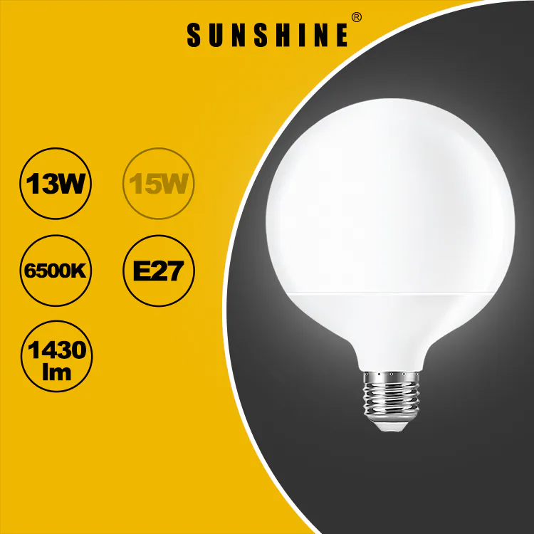 Sunshine 阳光照明 LED 灯胆 G95大球型胆 13W E27大螺头 白光6500K／黃光3000K LGM-13E27D/LGM-13E27W