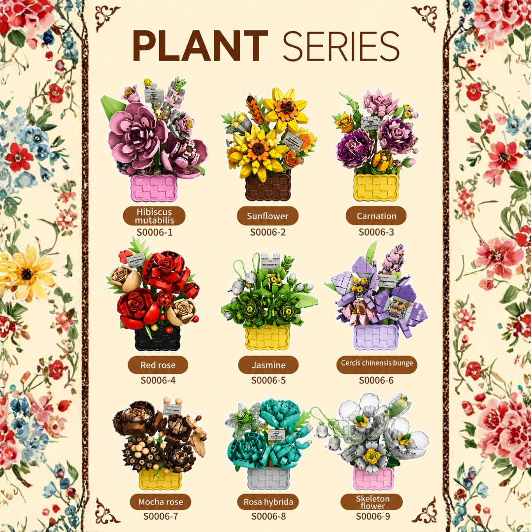 FLORIST 花卉盆栽積木 紅玫瑰 S0006-4｜261粒