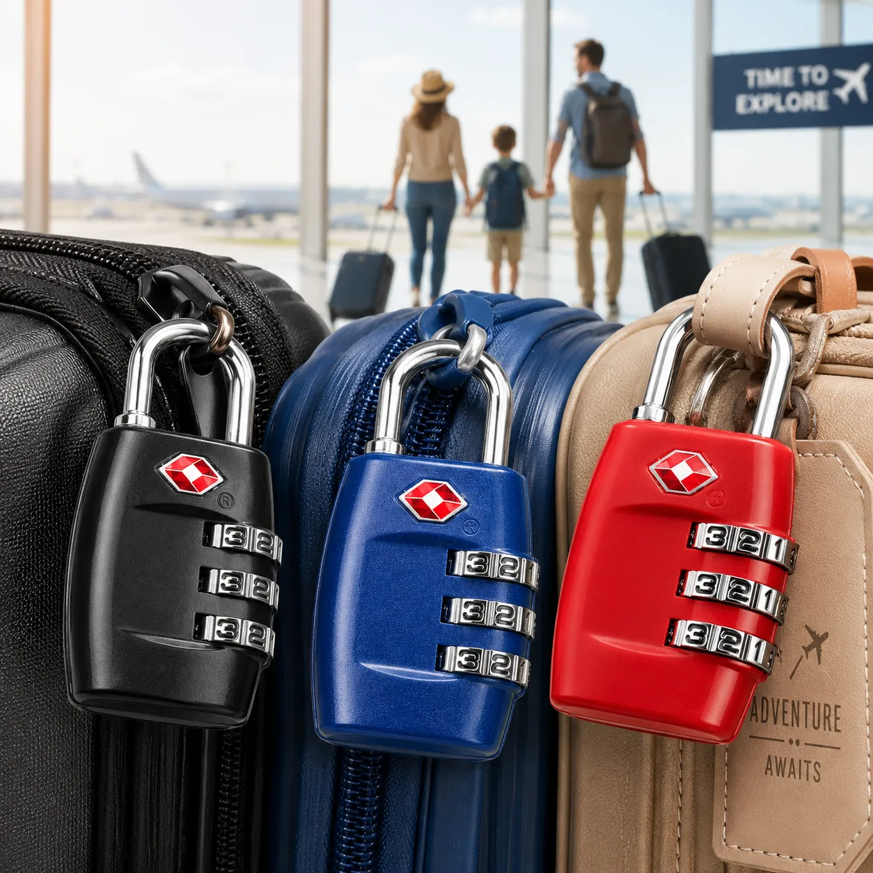 TSA 3-Digit Combination Luggage Lock - Black