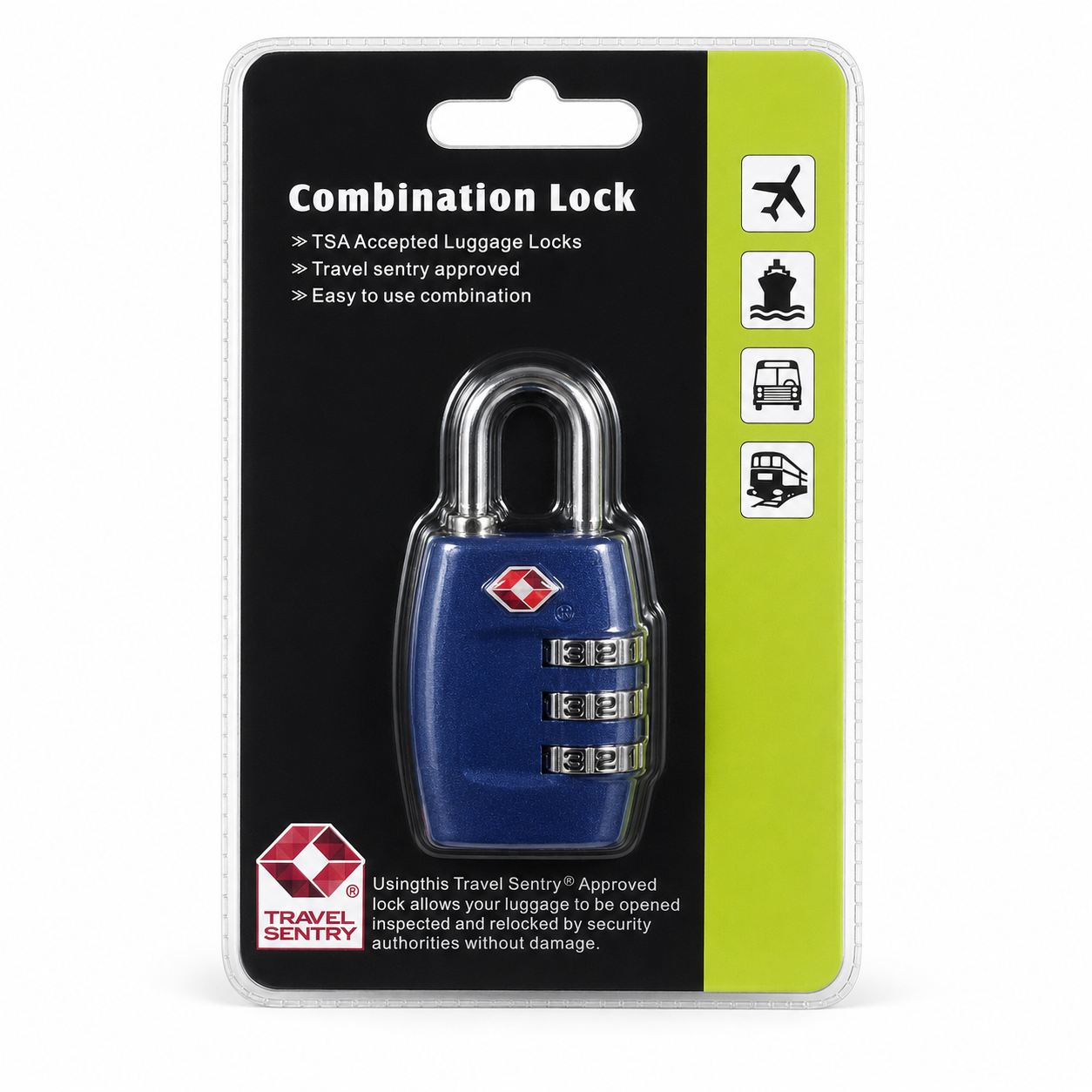 TSA 3-Digit Combination Luggage Lock - Blue