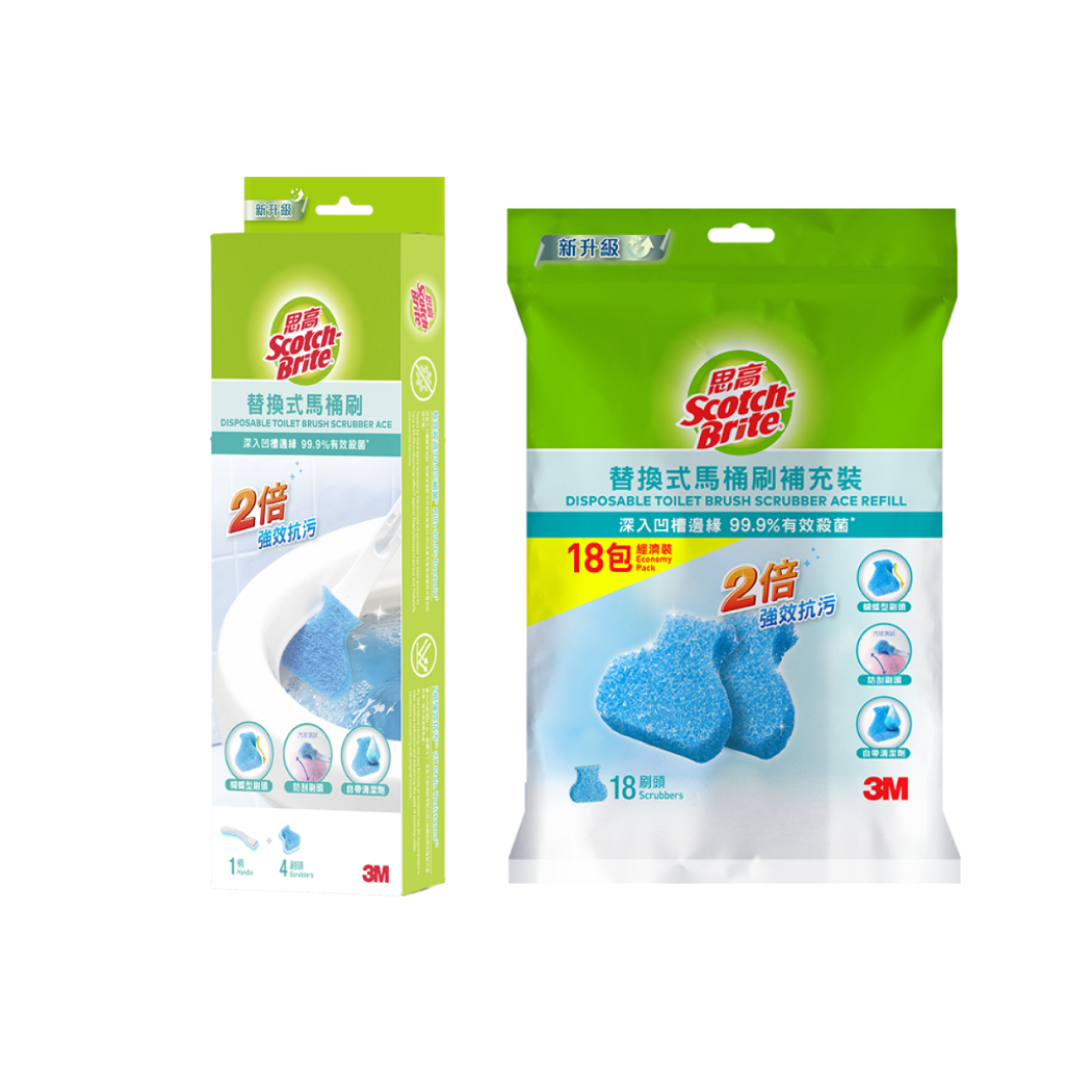 3M 思高 ACE 替換式马桶刷套装连18件补充装