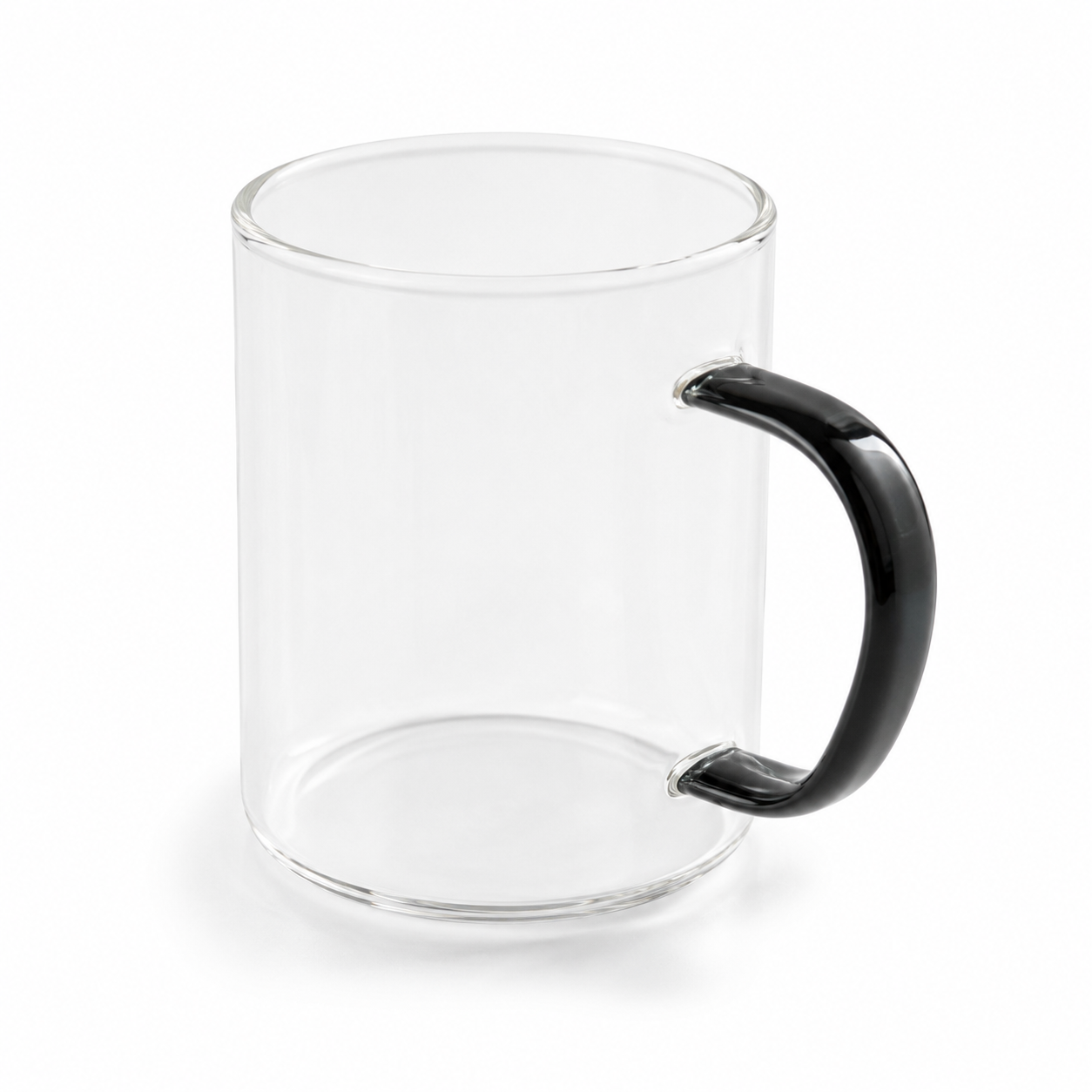 Clear Glass Mug with Black Handle