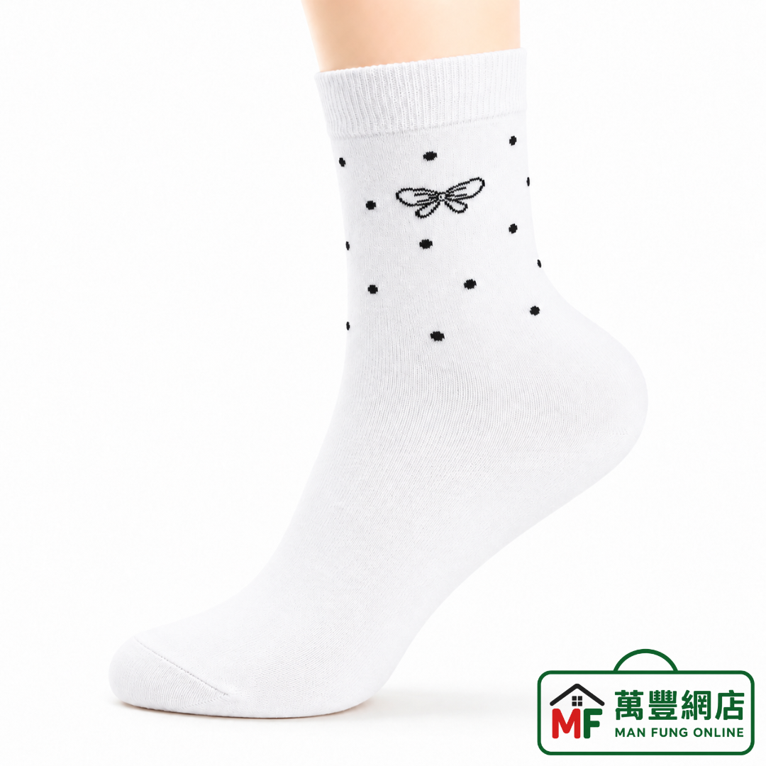 Mona 芳香消臭女襪 #8232 蝴蝶波點款 白色