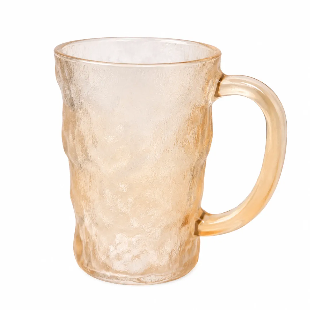 琥珀色透明玻璃马克杯 连手柄