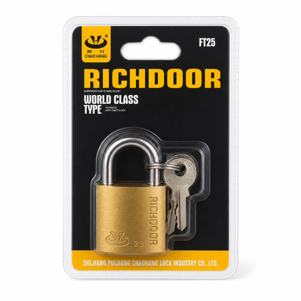 RICHDOOR 一字仿銅掛鎖 25mm FT25