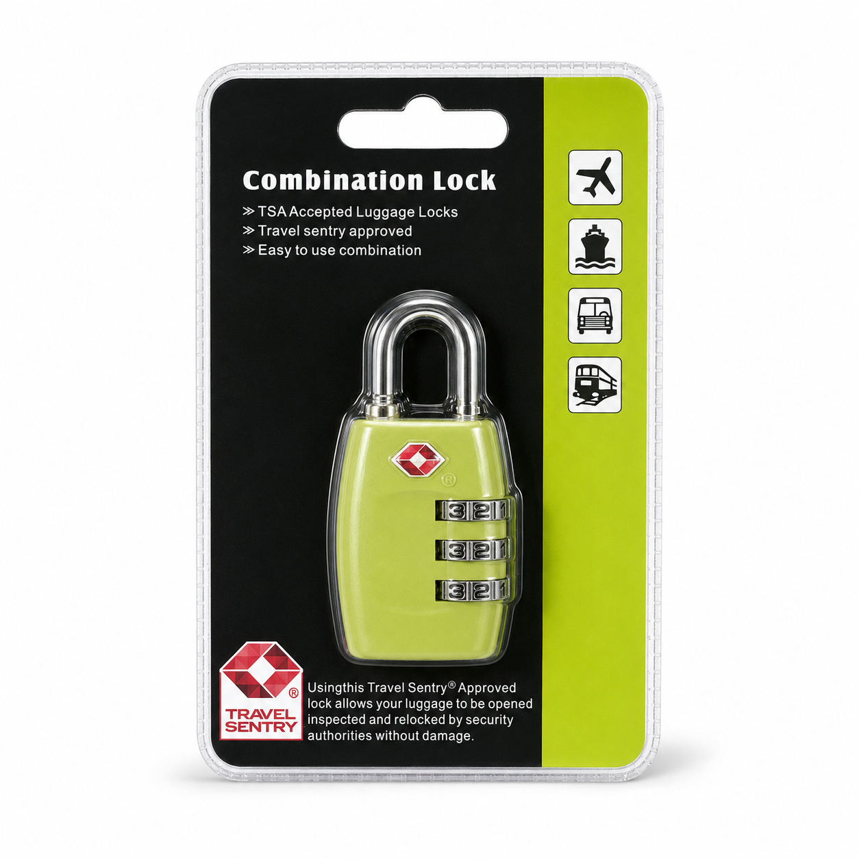TSA 3-Digit Combination Luggage Lock - Lime Green