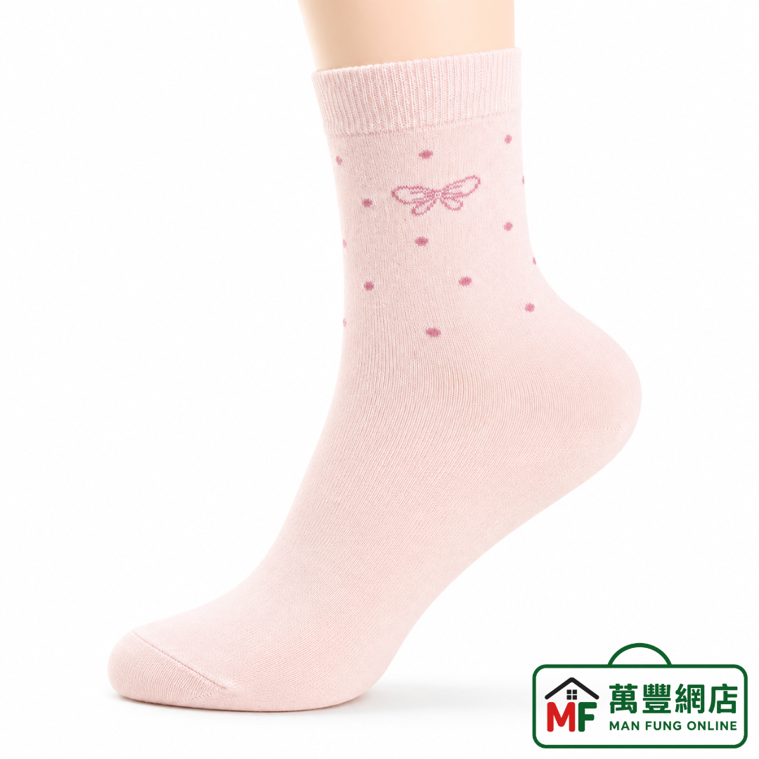 Mona 芳香消臭女襪 #8232 蝴蝶波點款 粉紅色