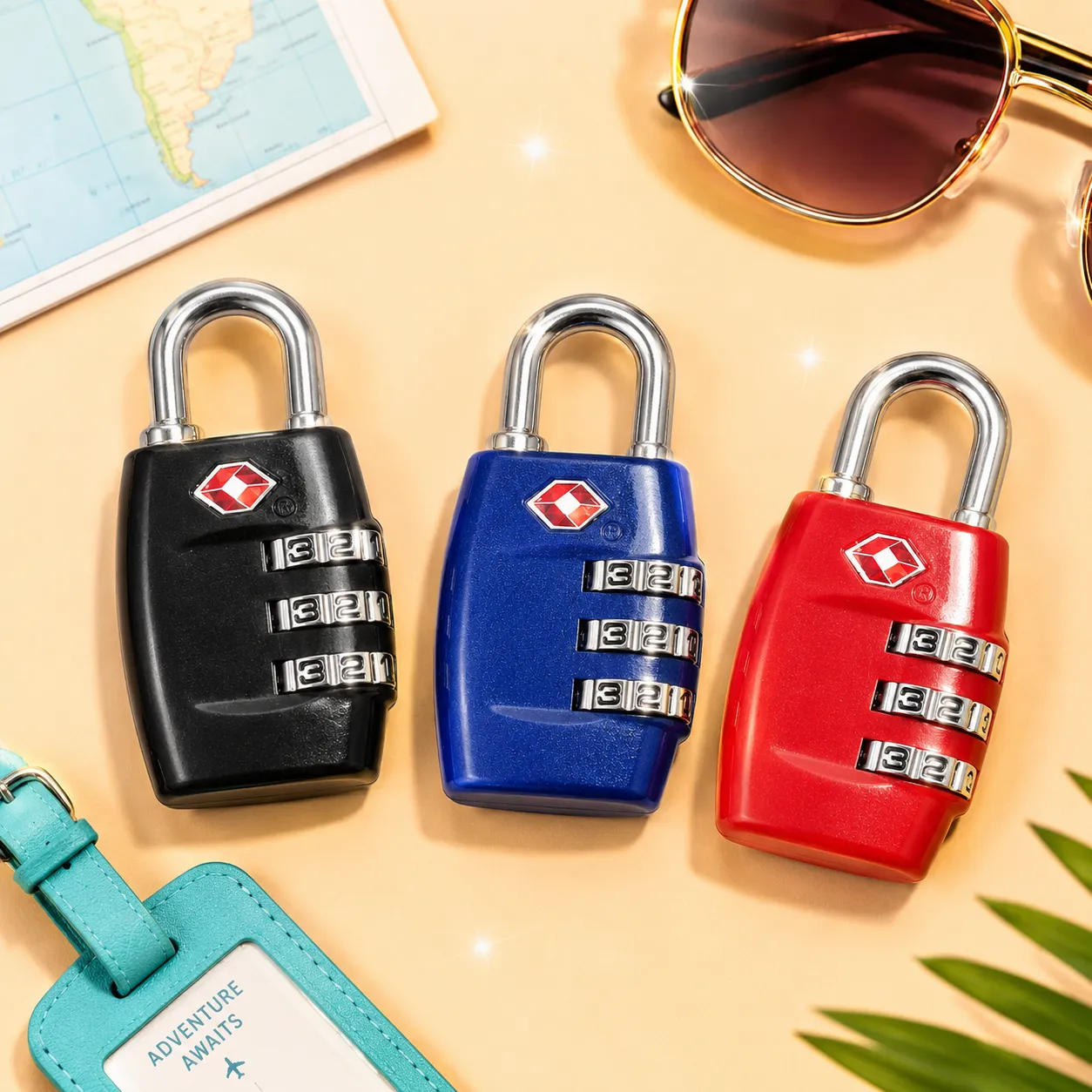 TSA 3-Digit Combination Luggage Lock - Red