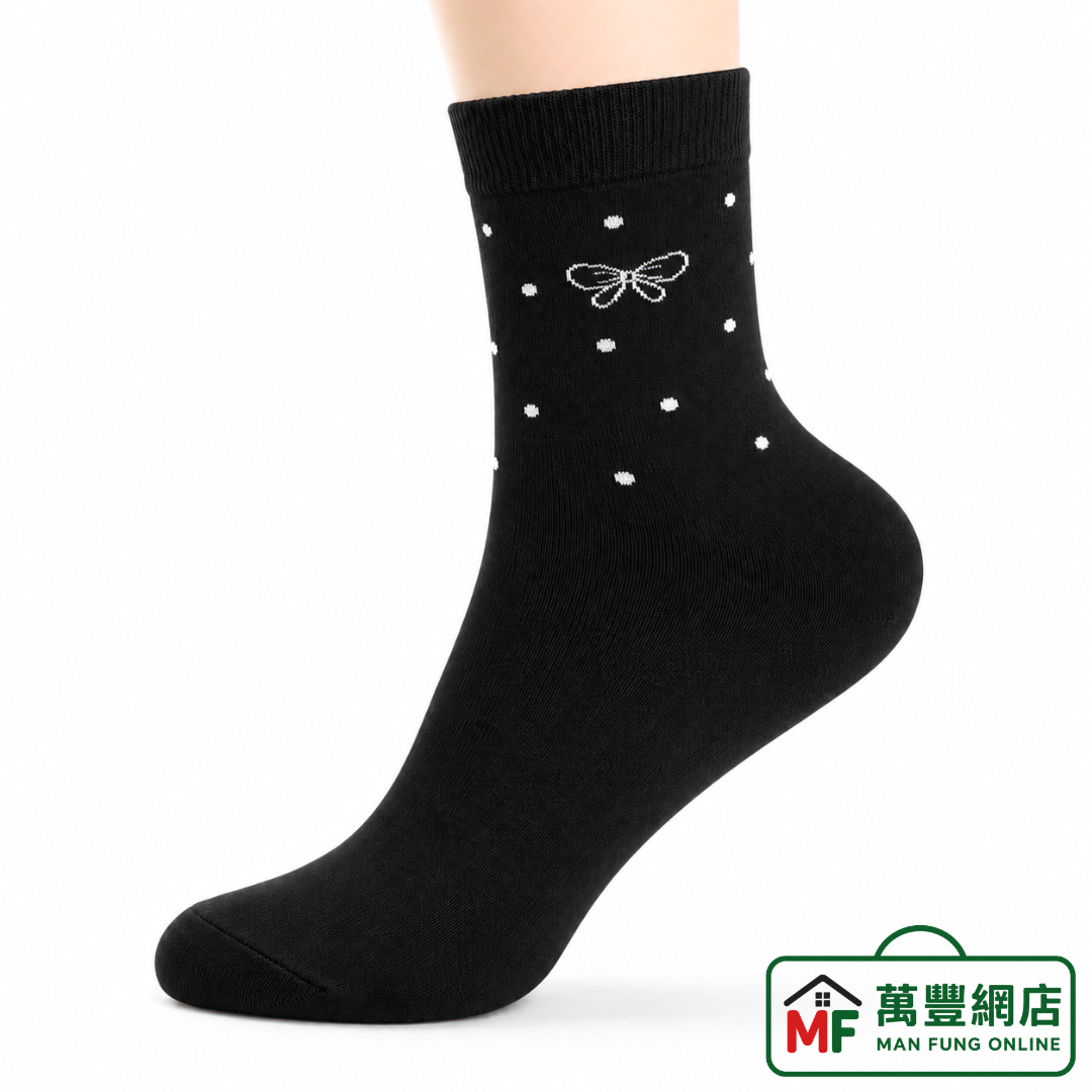 Mona 芳香消臭女襪 #8232 蝴蝶波點款 黑色