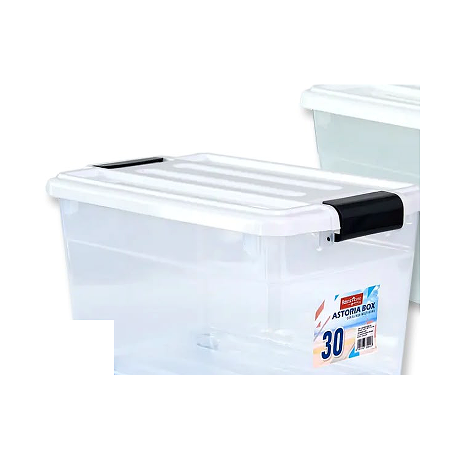 Lion Star 塑膠 BasicHome Astoria BVC-1 30L 滑輪扣鎖透明收納箱|家居衣物玩具整理箱