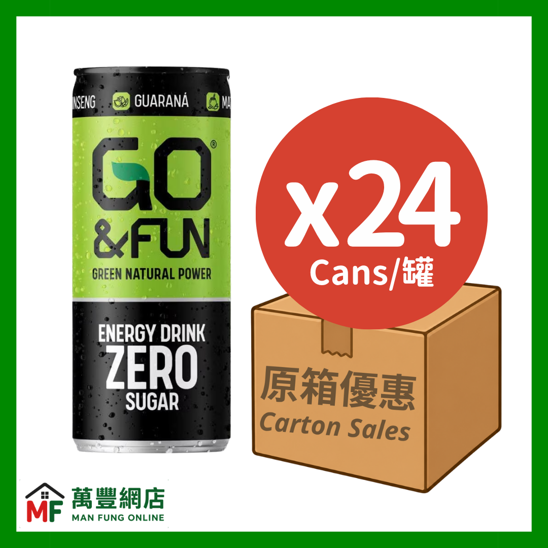 GO & FUN Zero Sugar Natural Energy Drink Carton Offer (250ml x 24 Cans)