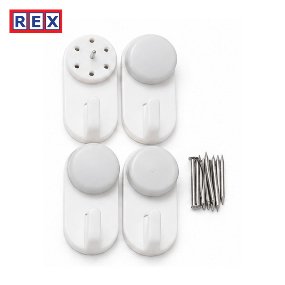 REX Round Capped Hardwall Hooks with Nails 4pc TE015A