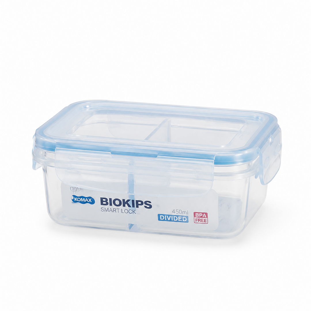 Komax 韓國保鮮廚業 BIOKIPS 長方形2分隔密實保鮮食物盒 450ml KOM-5104