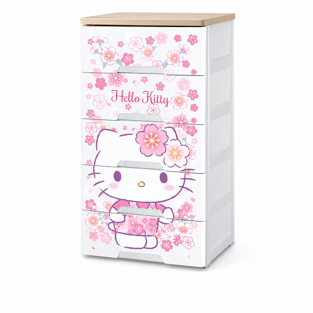 Hello Kitty 5-Drawer Wood-Top Storage Cabinet 56.7 × 41 × 101cm KT6635A