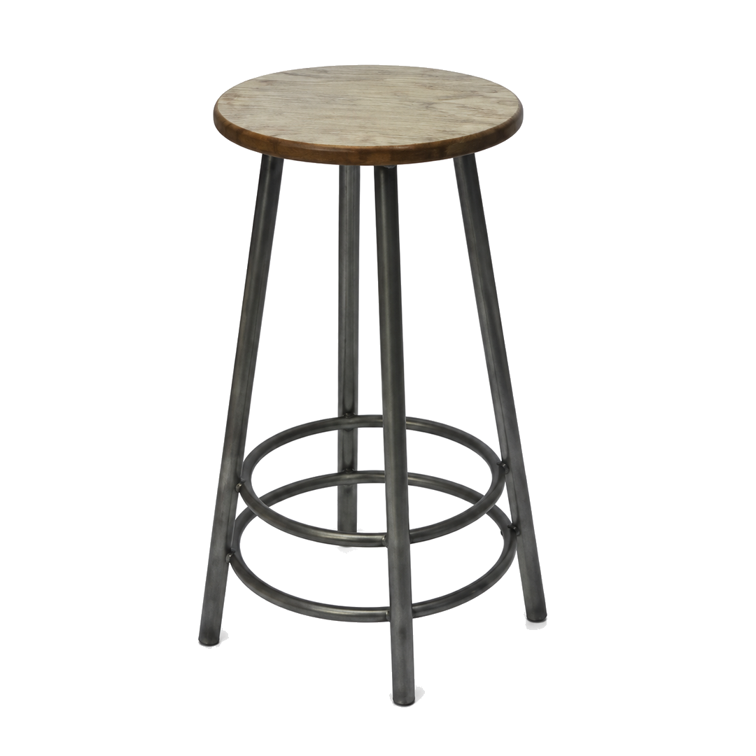 CFM 1713 28-inch Iron Bar Stool - Beijing Woodgrain