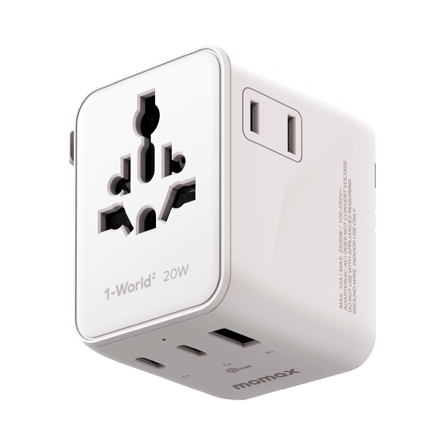 MOMAX 1-World² 20W 三接口雙 AC 旅行充電插座(白色) UA26UKW