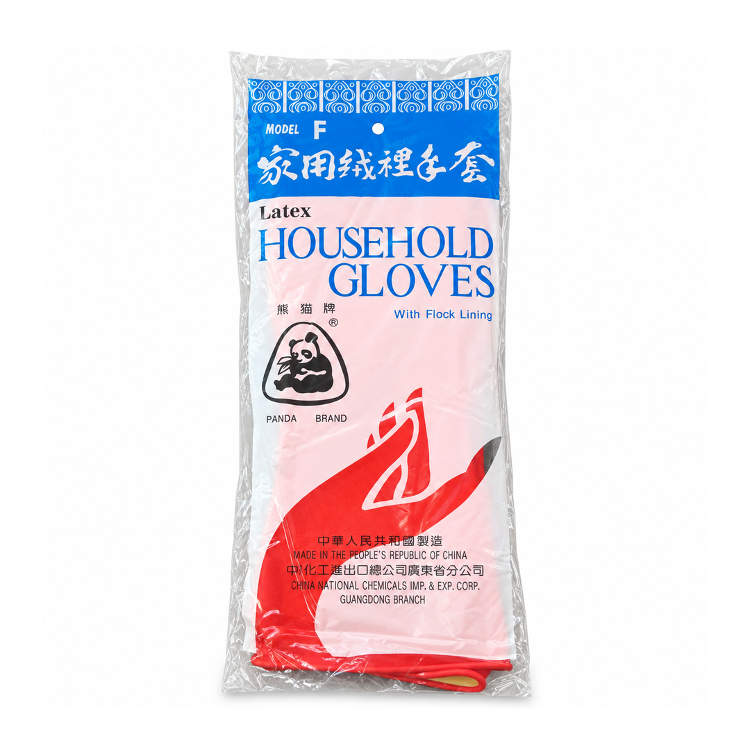 Panda 熊猫牌 F型红色绒里乳胶家用手套（S／M／L）