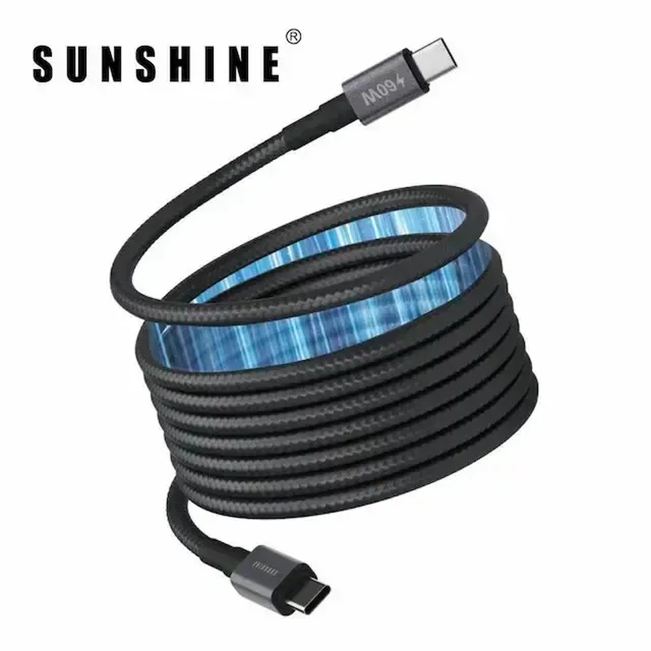 Sunshine 陽光照明 磁吸式USB-C轉USB-C快充線 2米 PD60W 黑色 CAM-6020BK
