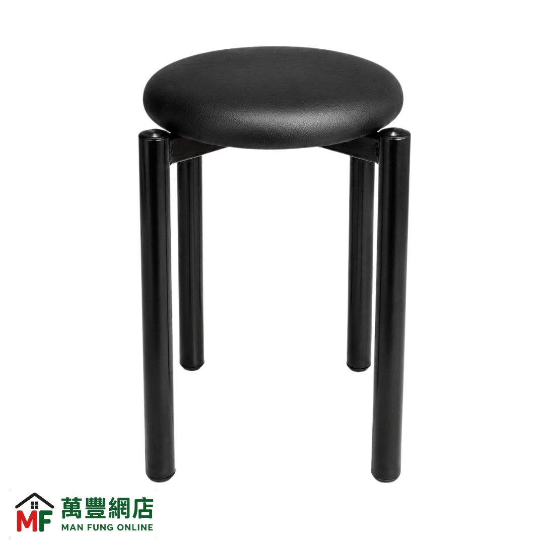 Fortune 黑色圓形軟墊金屬腳櫈