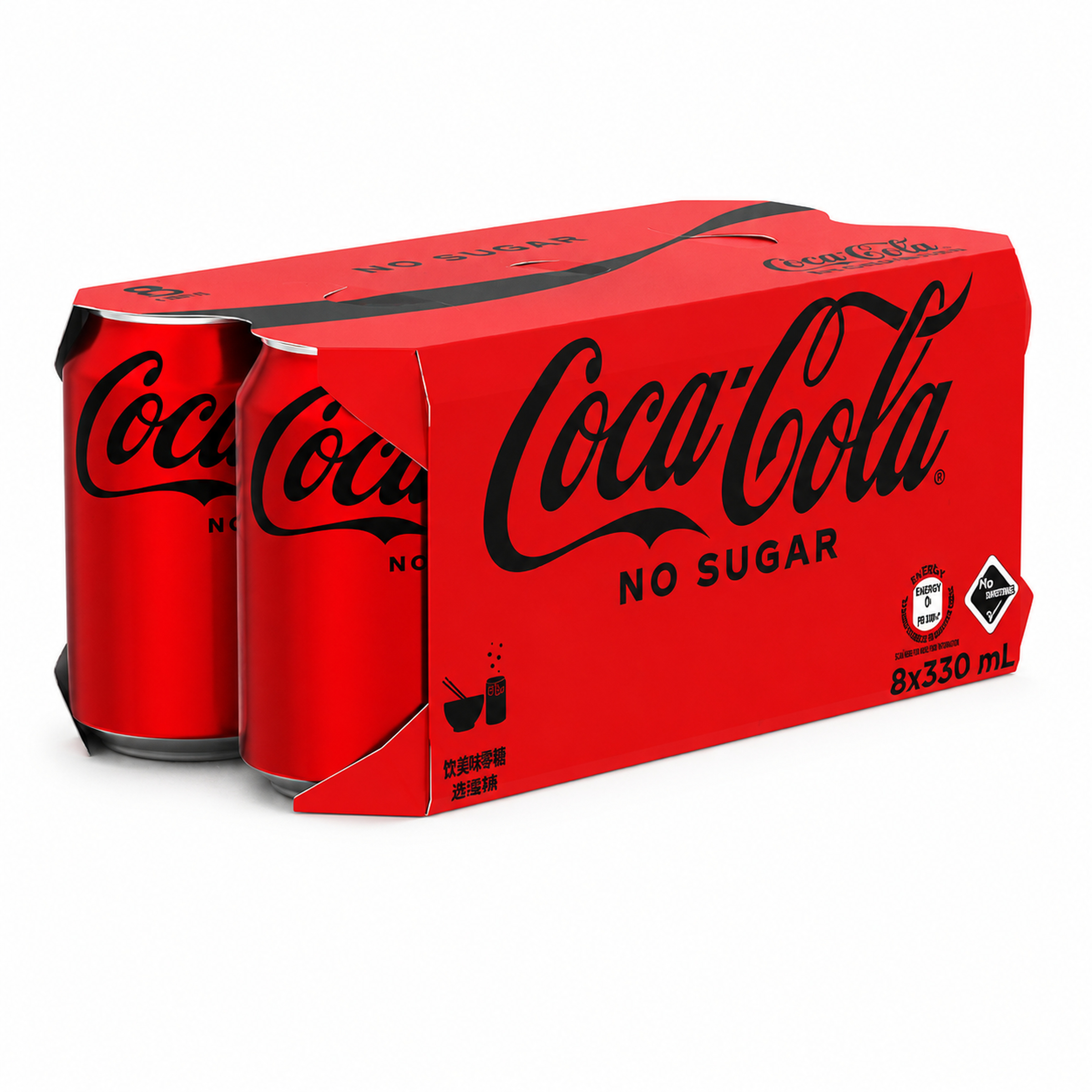 Coca-Cola No Sugar 330ml 8-Can Pack (New or Old Packaging Sent Randomly)