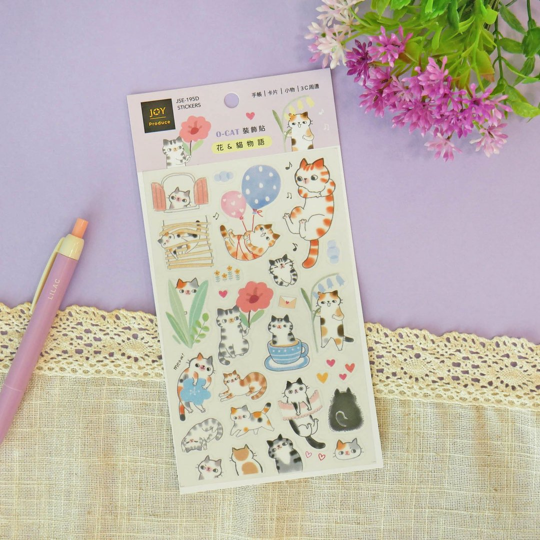 O-CAT Flowers & Cats Journal Stickers JSE-195D