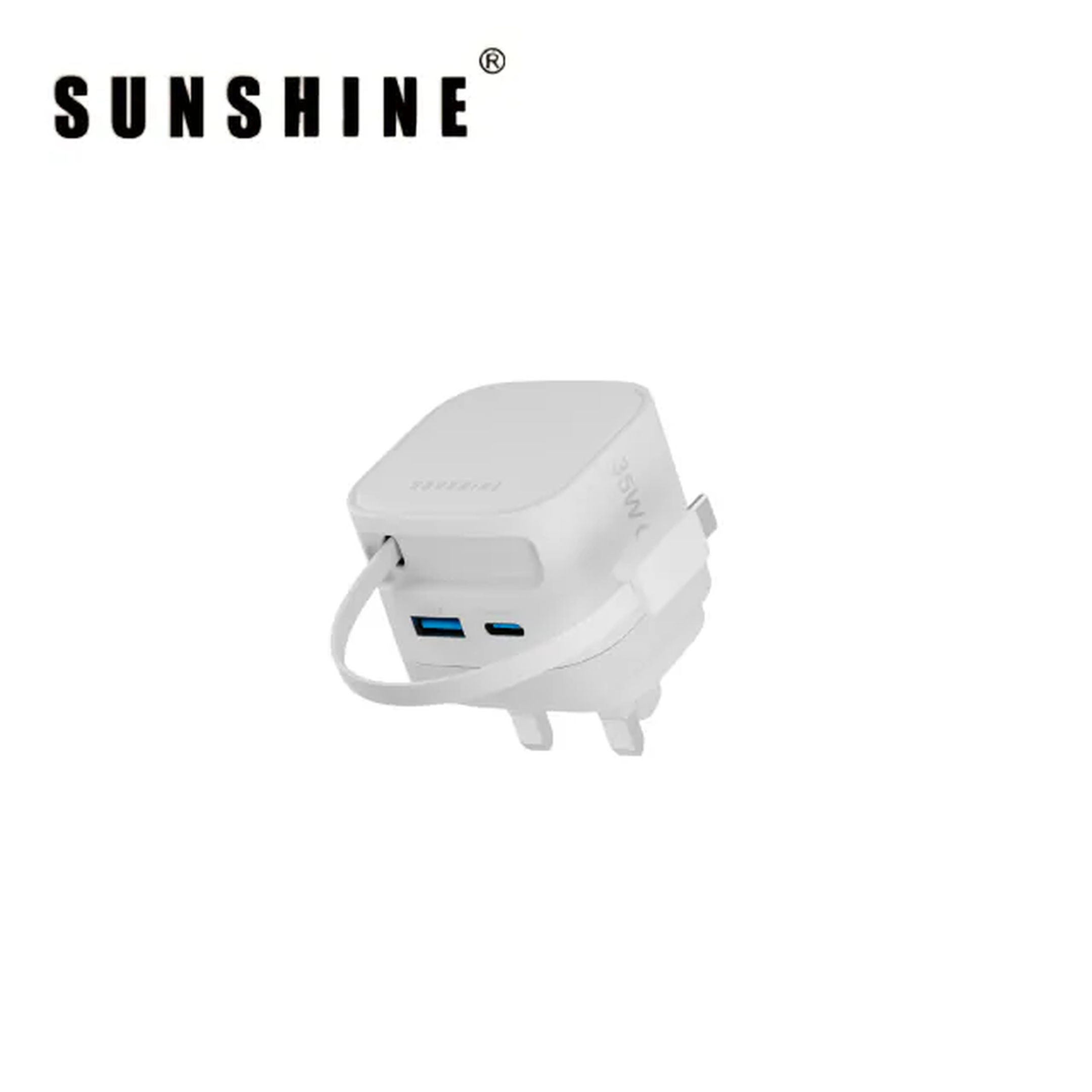 Sunshine 阳光照明 35W GaN三输出伸缩线墙身充电器 白色 MPF-35WH