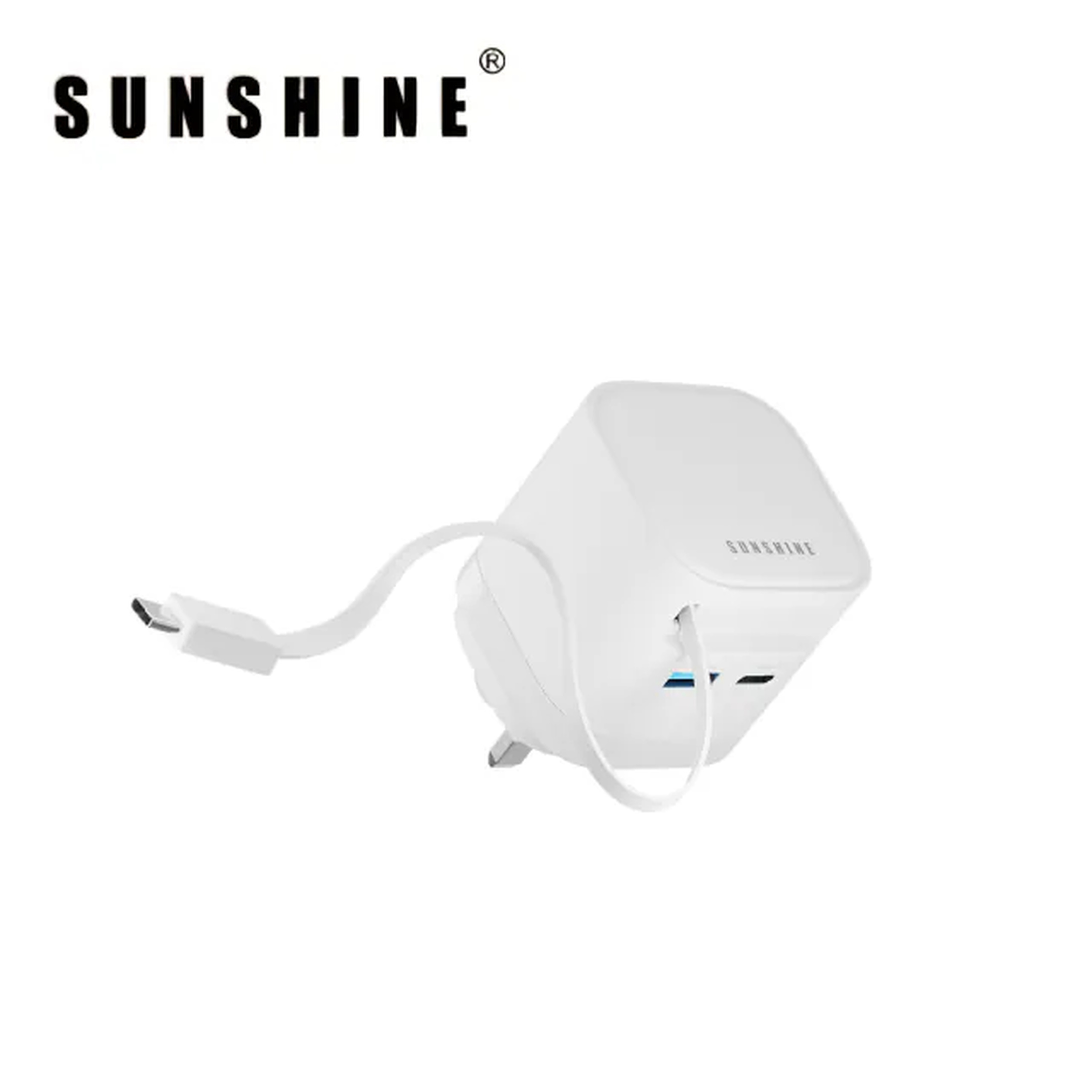 Sunshine 阳光照明 65W GaN三输出伸缩线墙身充电器 白色 MPE-65WH