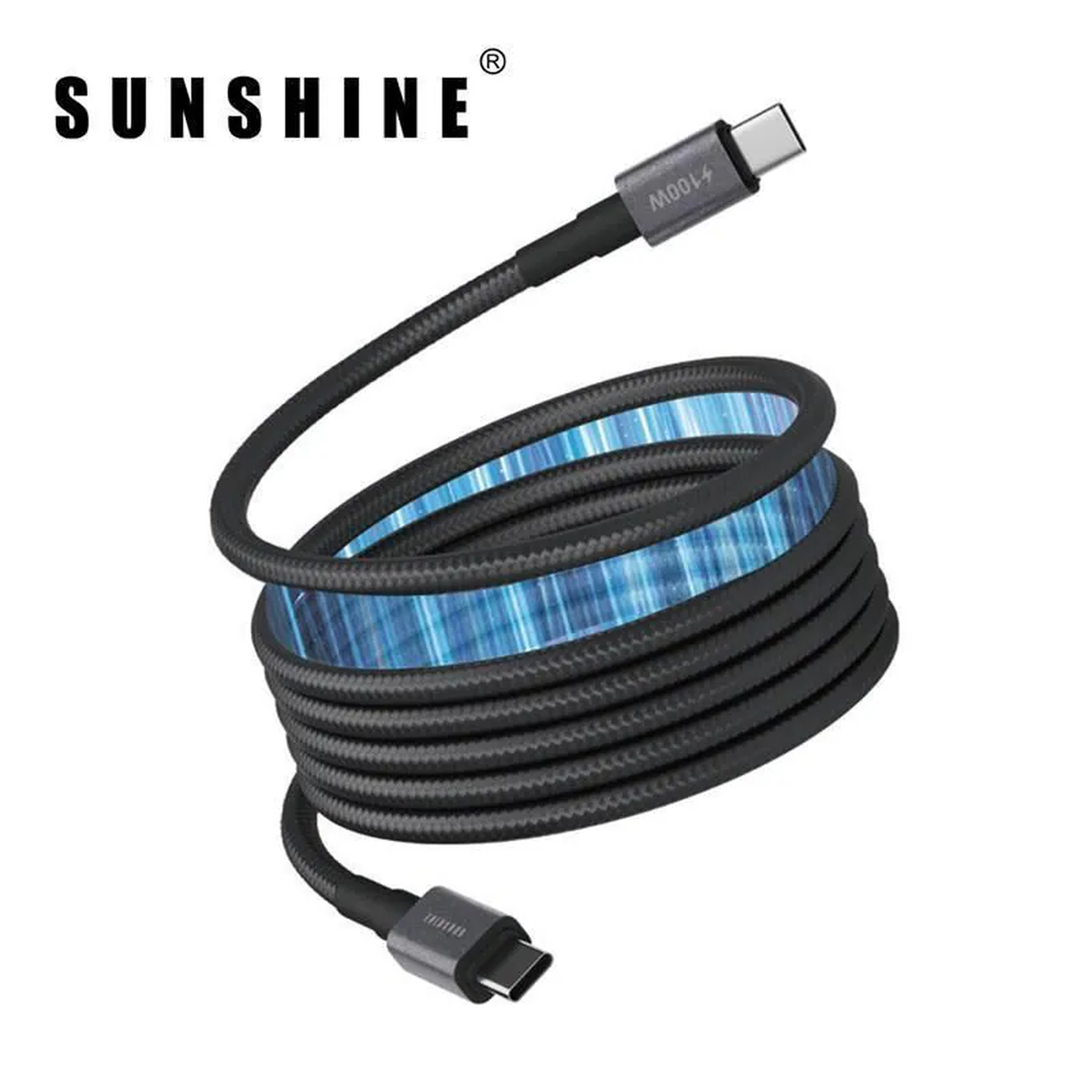 Sunshine Magnetic USB-C to USB-C Fast-Charging Cable PD100W 1m Black CAM-1010BK