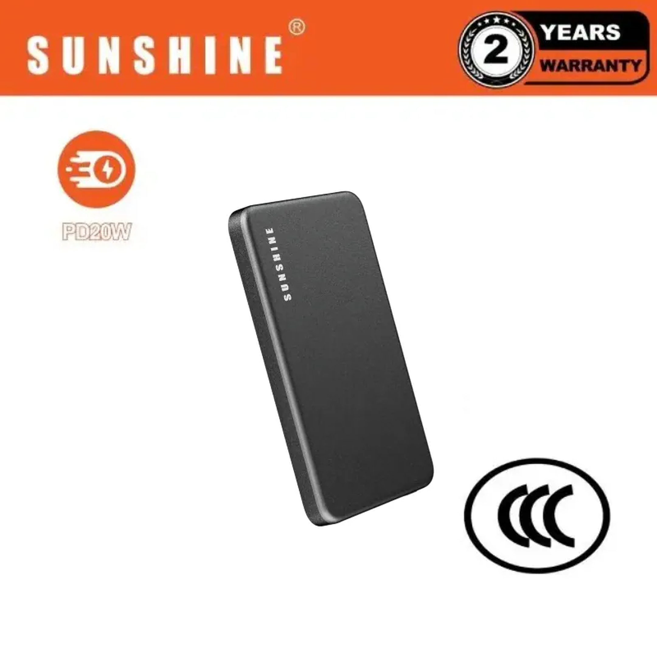 Sunshine Ultra-Slim Magnetic Wireless Fast-Charging Power Bank 5000mAh PD20W Black EBHKA-BK