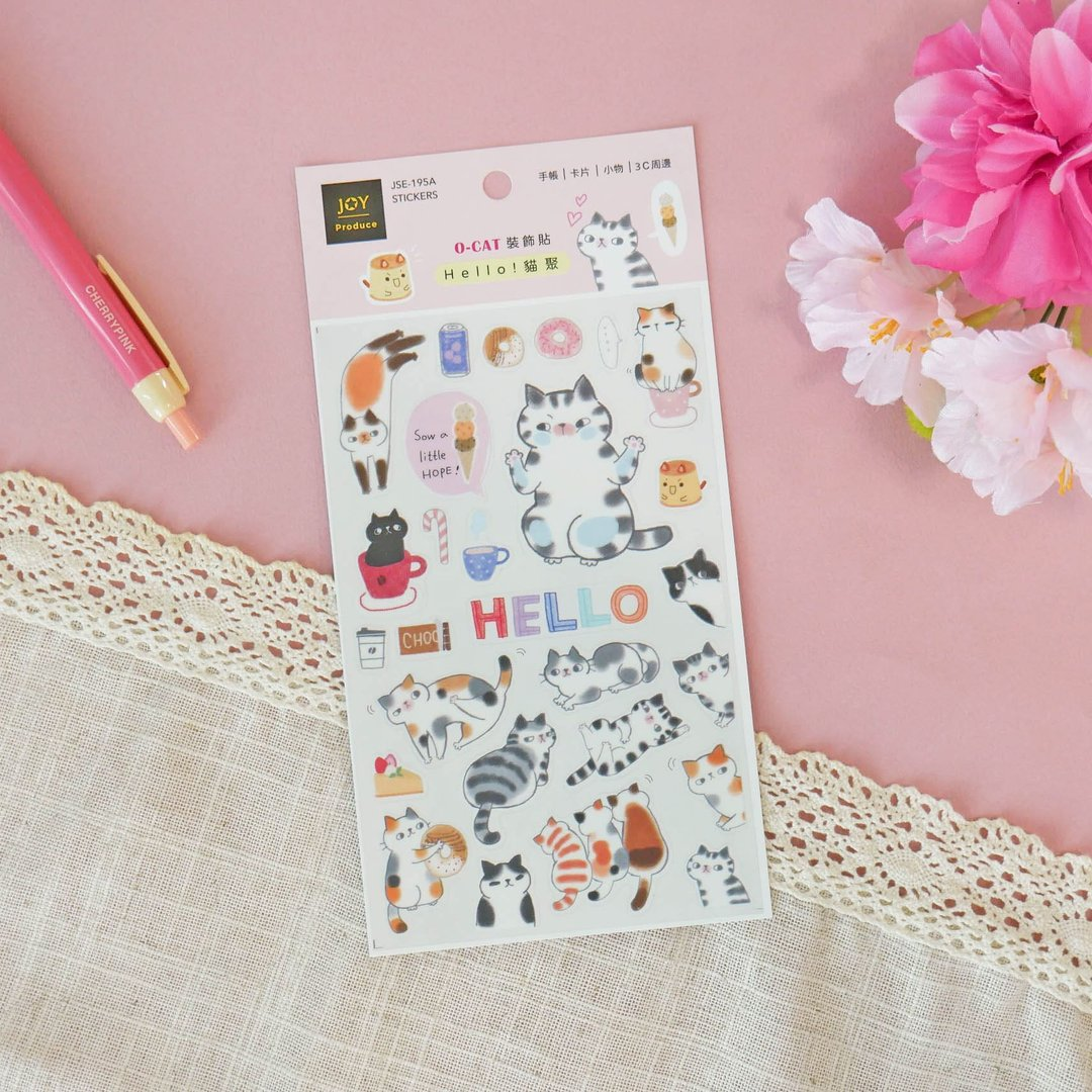 O-CAT Hello Cat Gathering Journal Stickers JSE-195A