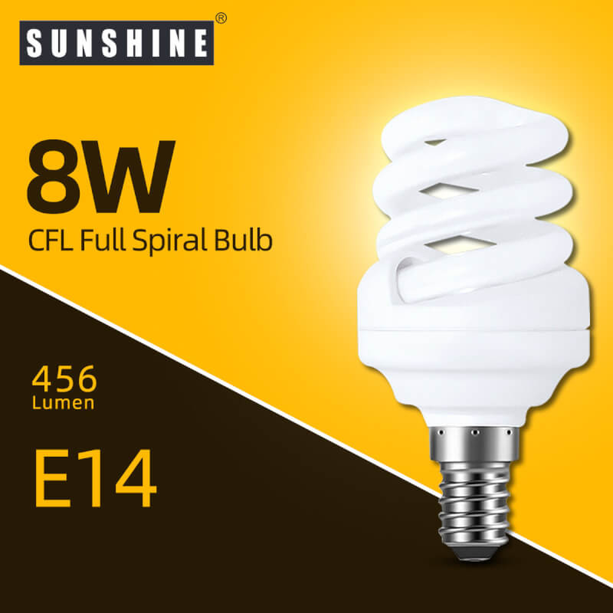 Sunshine - 螺旋慳電膽 8W E14 1件裝 白光／黃光可選 #S16A8E14