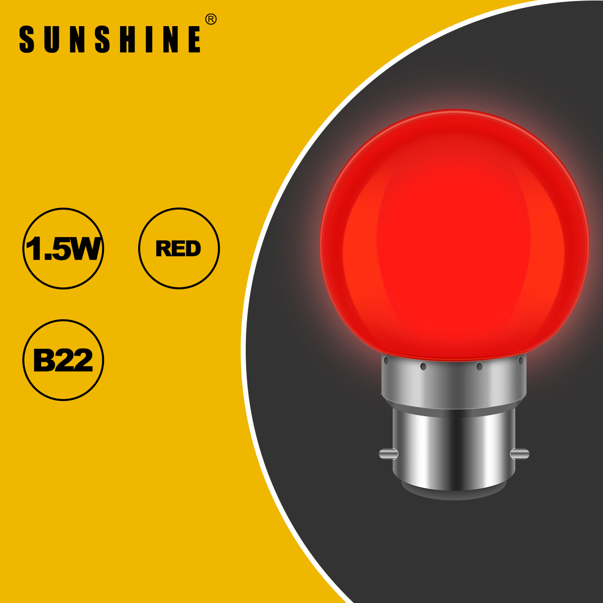 Sunshine Red LED Globe Bulb 1.5W B22 (1 Piece) LED15B22