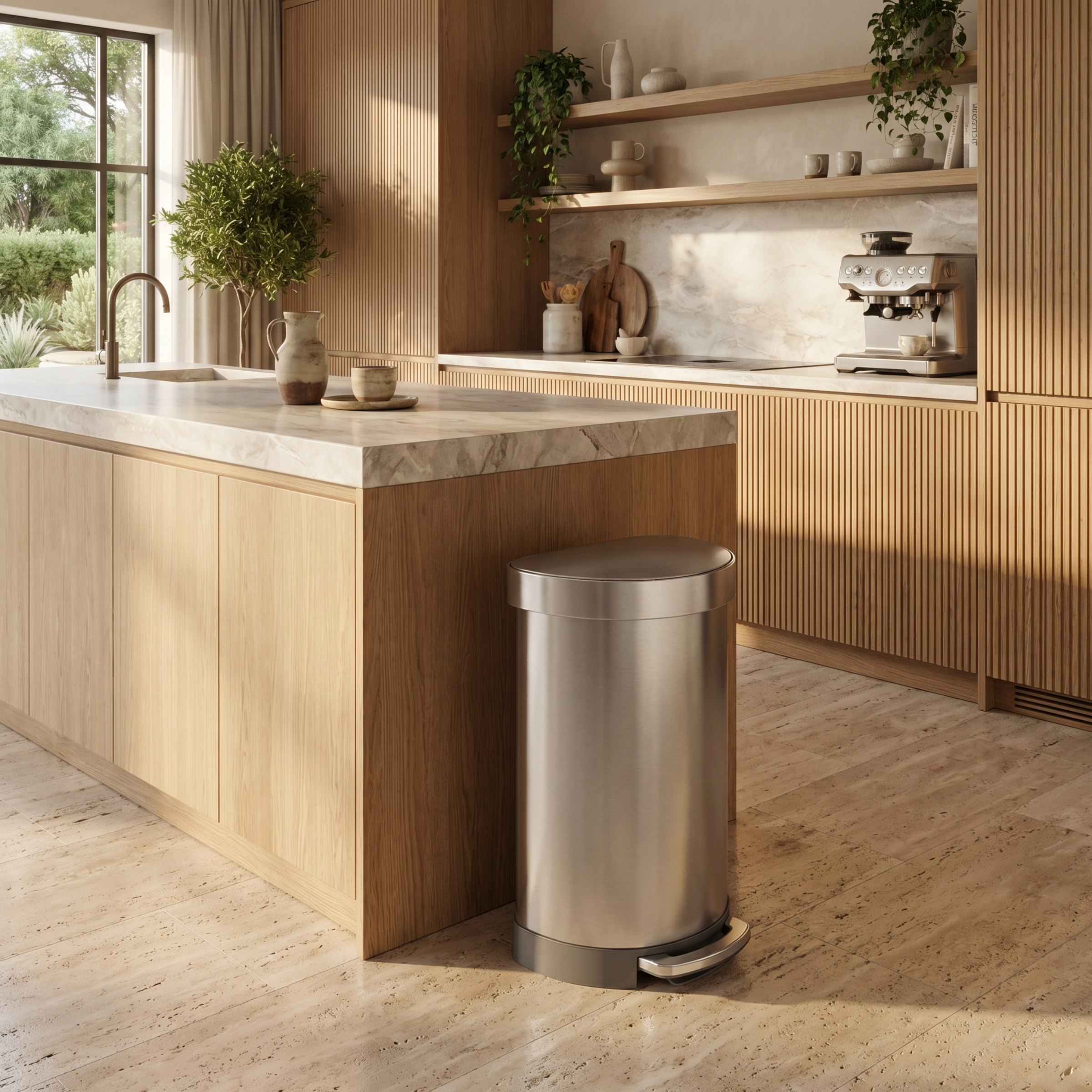 simplehuman - 半圓腳踏垃圾桶 45L 拉絲銀色 #CW2030