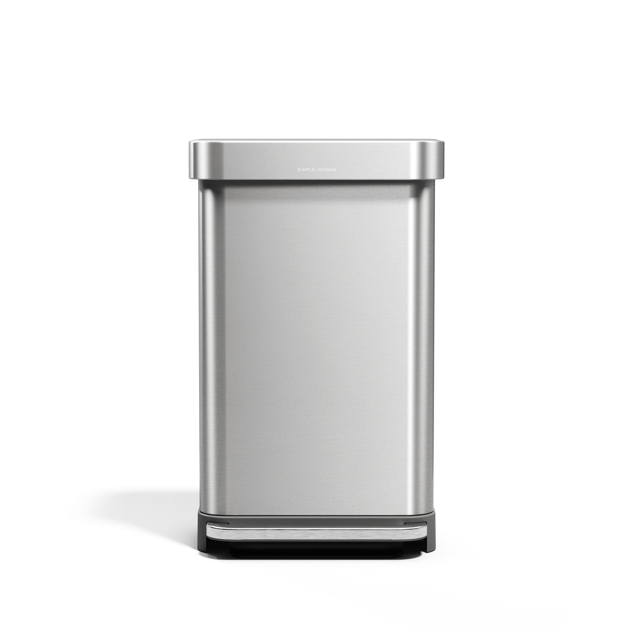 simplehuman - 長方形腳踏垃圾桶連垃圾袋收納位 45L 拉絲銀色 #CW2024