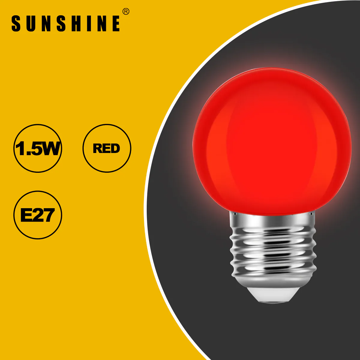 Sunshine - LED紅球膽 1.5W E27 1件裝 #LED15E27