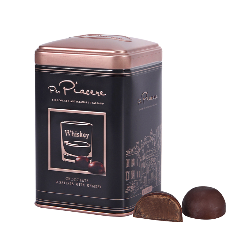 Per Piacere Whisky Liqueur Chocolate Tin 95g