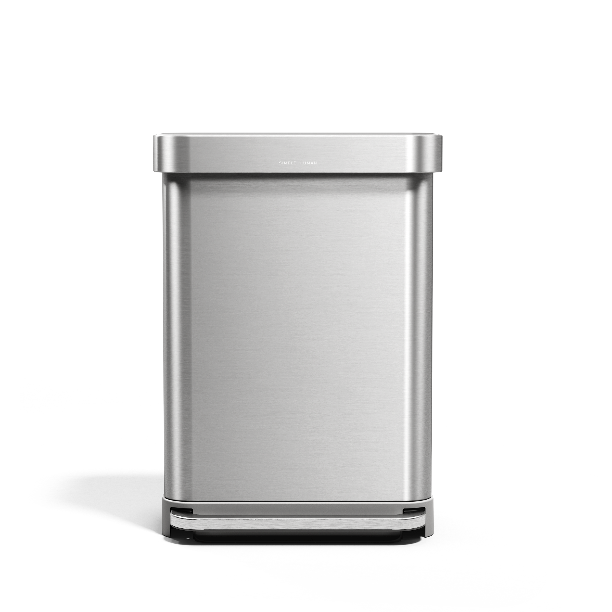 simplehuman - 長方形腳踏垃圾桶連垃圾袋收納位 55L 拉絲銀色 #CW2023