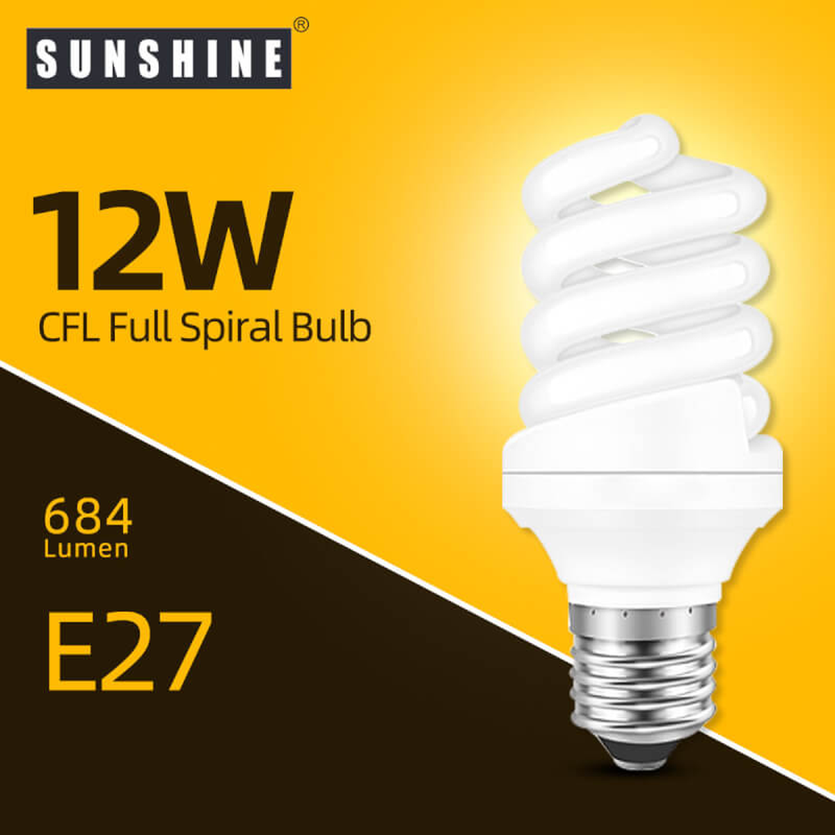 Sunshine - 螺旋慳電膽 12W E27 2件裝 白光／黃光可選 #S16A12E27