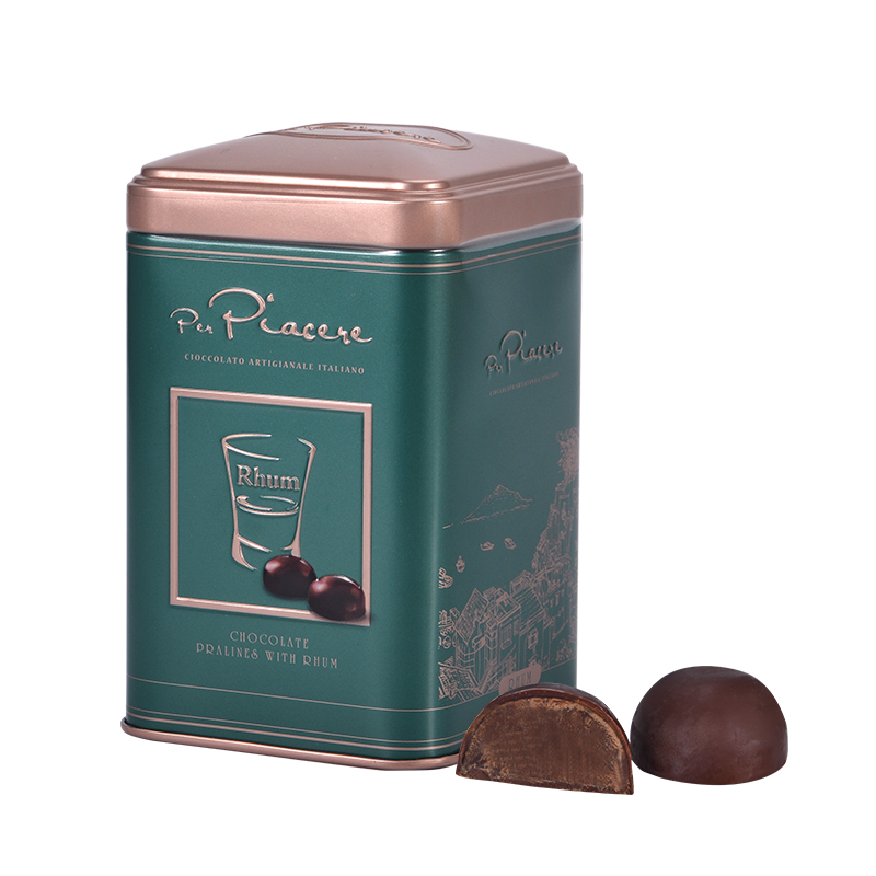 Per Piacere Rum Liqueur Chocolate Tin 95g