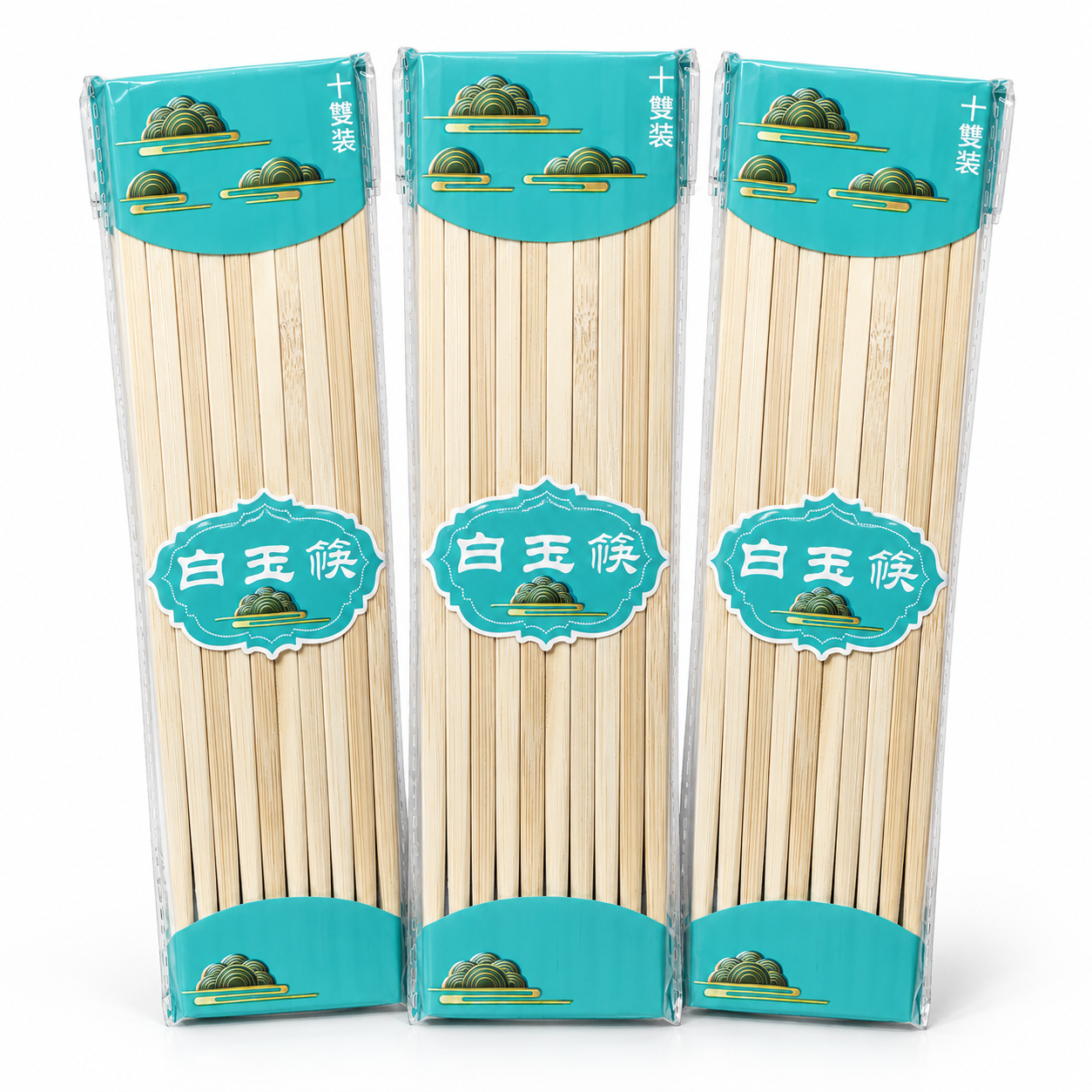 Xidele White Jade Square Chopsticks, 3 Packs of 10 Pairs